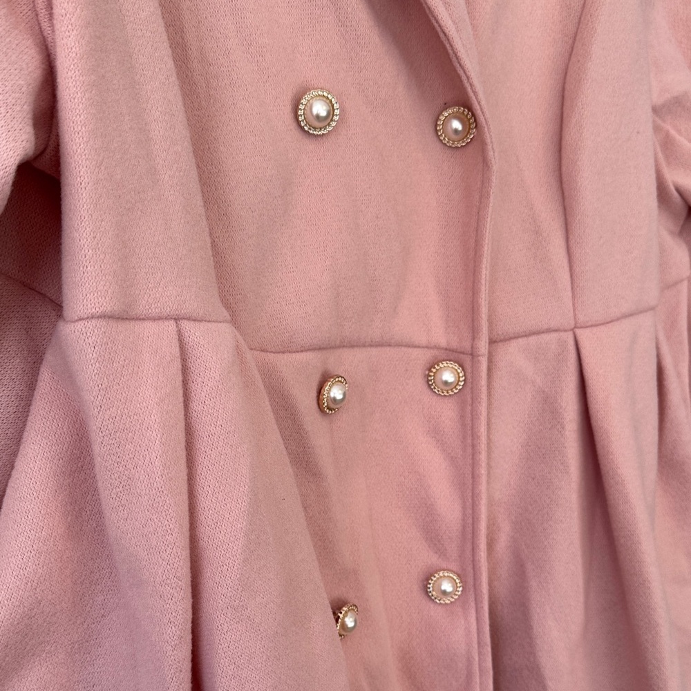 SHEIN Pink PeaCoat with Lace Hem - Picture 6 of 12